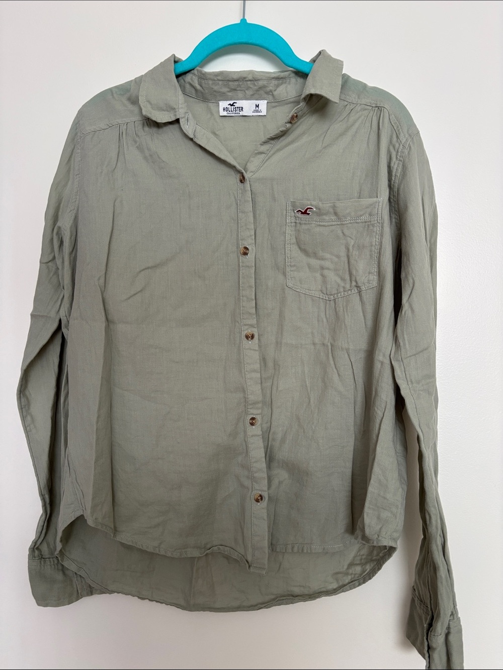 Hollister Women's Olive Button-Down Shirt